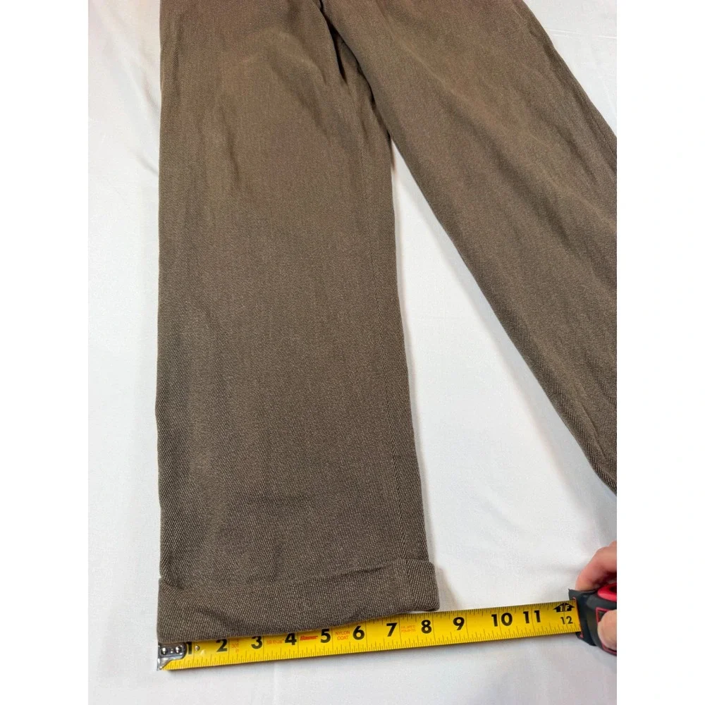 Vtg Polo Ralph Lauren Mens 34x30 Brown Pleated Cotton Twill Cuffed Dress Pants